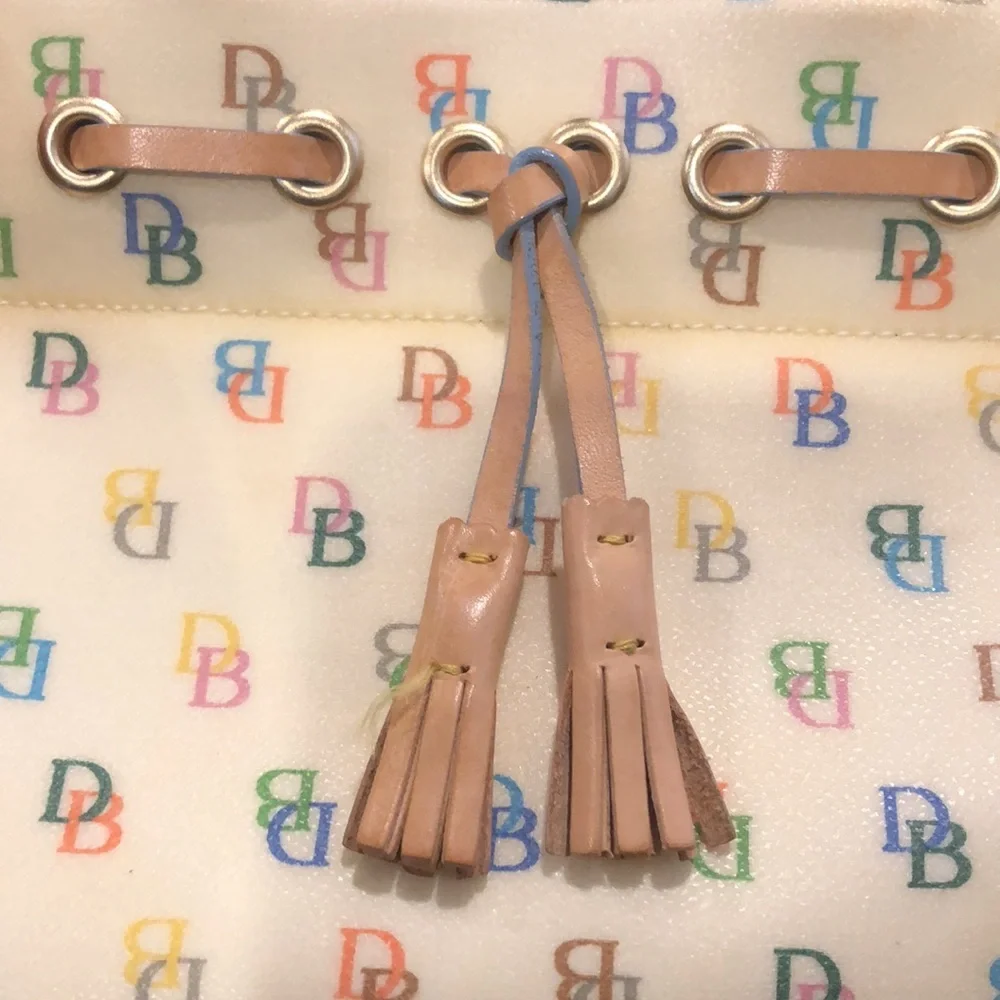 DOONEY & BOURKE Rainbow Zipper Monogram Logo Leather Tote Crossbody Shoulder Bag